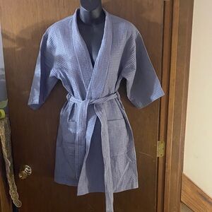 Turquaz Spa Waffle Robe Gray S/M Lightweight Hotel Style Bathrobe